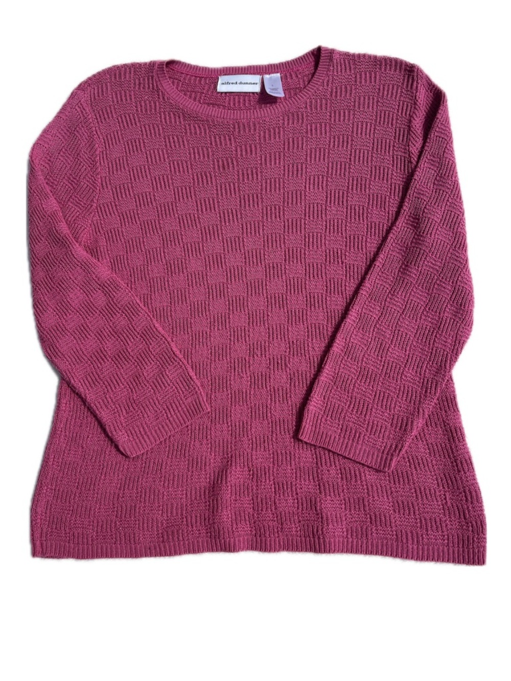 Alfred Dunner Pink Textured Knit Sweater Womens Long Sleeve Pullover Size Large